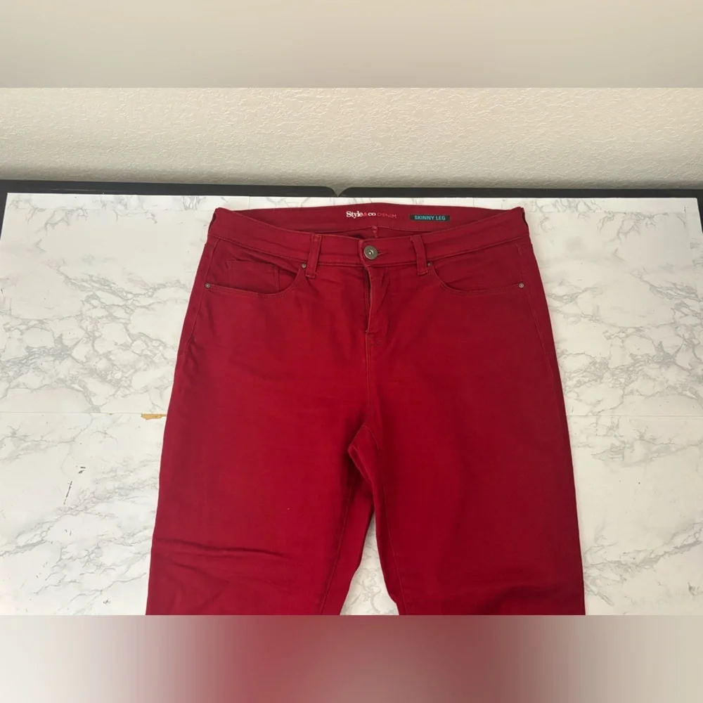 STYLE & CO Denim Women's SKINNY Leg Jeans Sz 6S Short Red Stretch L​